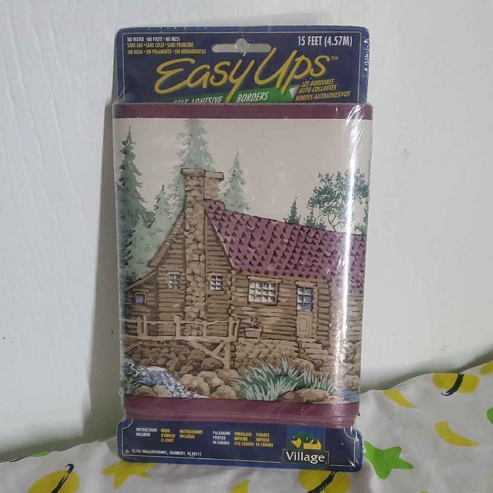 Villager Easy Ups Self Adhesive Wallpaper Border Wooded Cabin 15 Feet